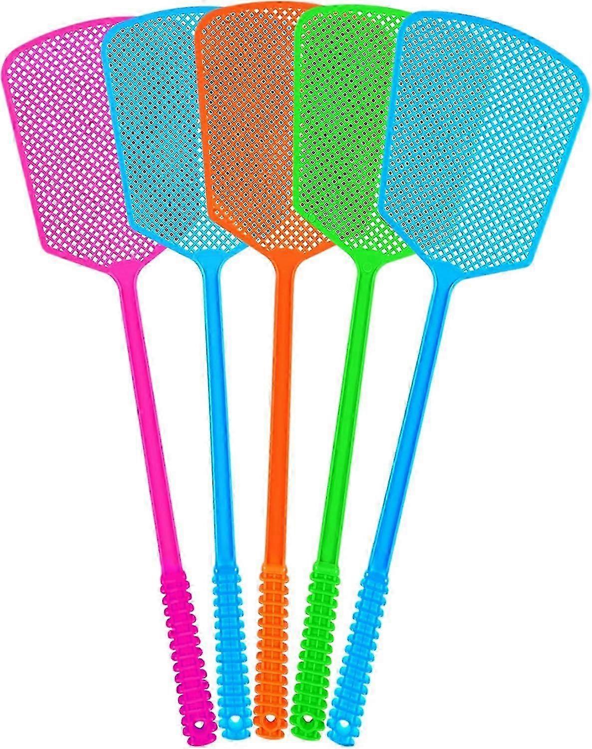 5 Pack Plastic Heavy Duty Multipack, Long Handle Fly Swat Shatter Bulk