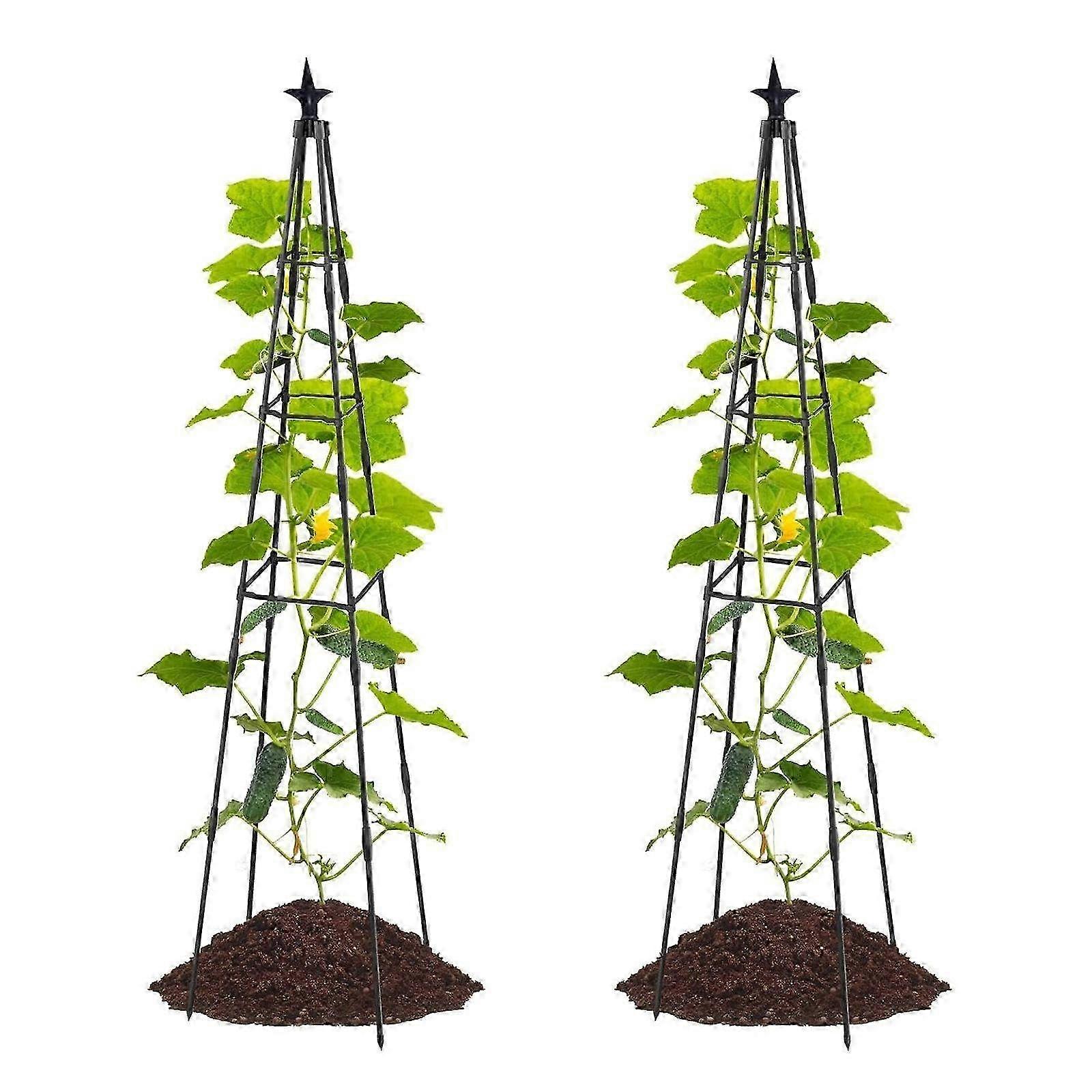 Reinforced Angled Spearhead Trellis Tower Set of 2 - 11x200cm Garden Plant Support for Climbing Plants & Vines