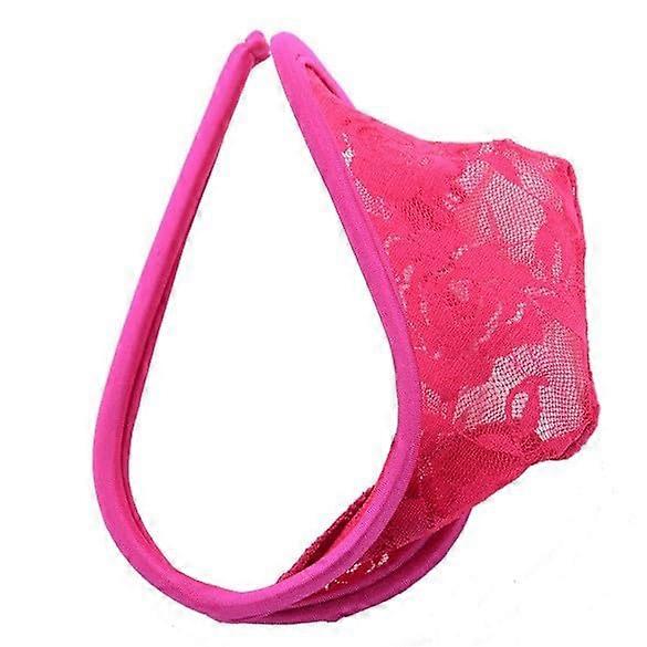 Herren C-Hosen T-zurück Spitze Unterhose Body mit Halsband in Hot Rosa, Einheitsgröße für Männer, Sexy Dessous