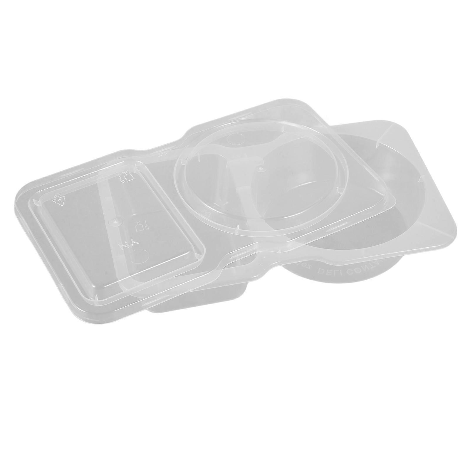 50pcs Reusable Plastic Double Compartment Sauce Containers for Takeout and Food Storage Transparent