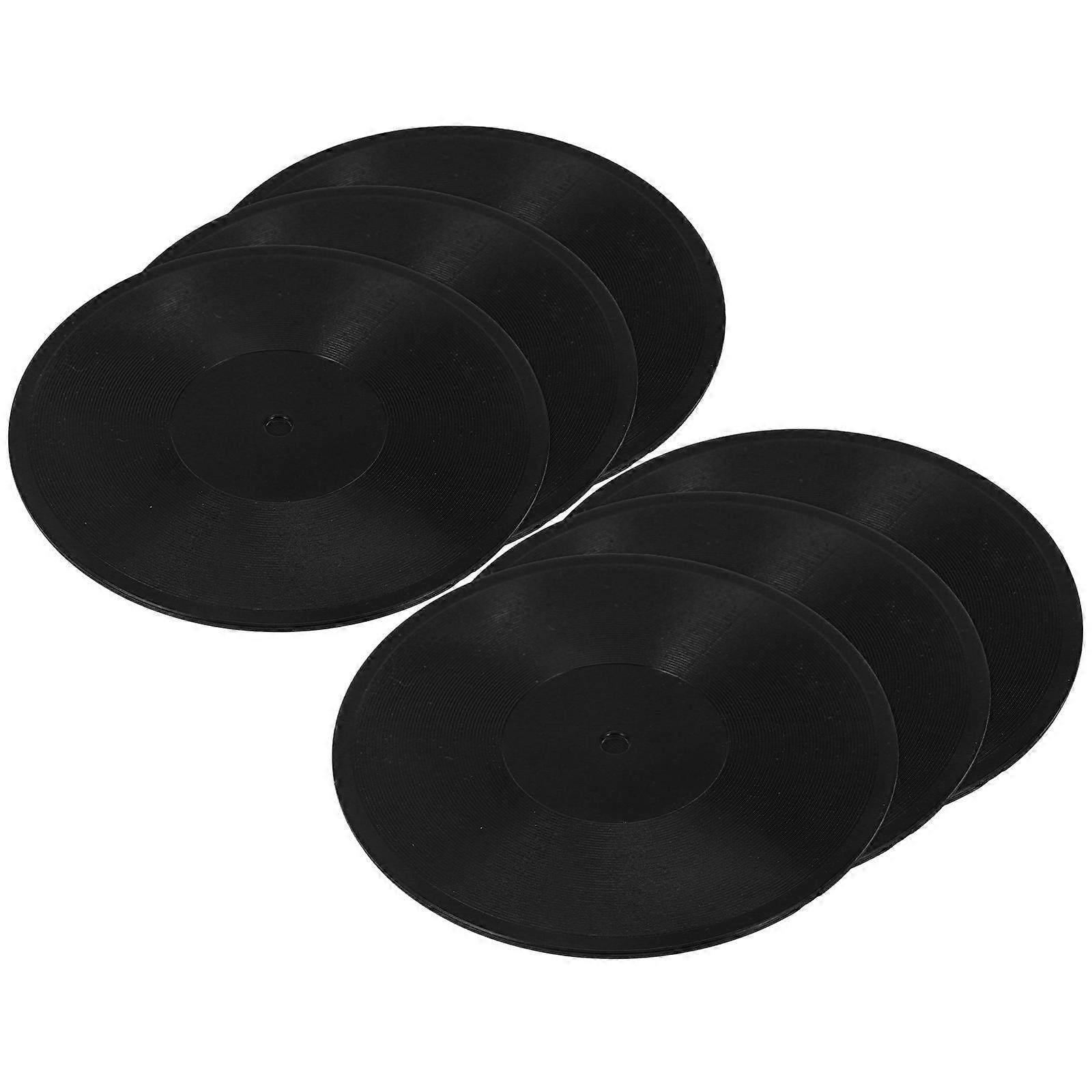 Doll House Mini Record Models for Decor Black Plastic 6 Pieces Small Size