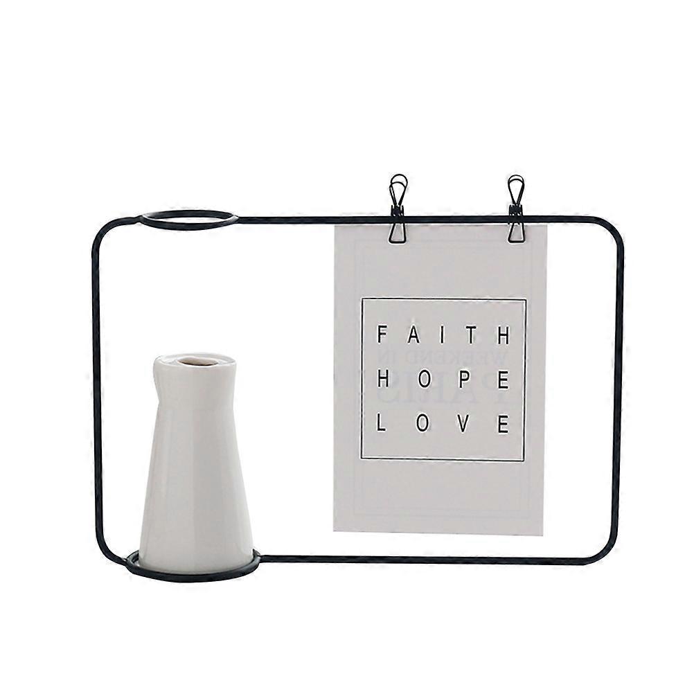 Minimalist Flower Vase Wrought Iron Vase Stand Elegant Style For Homeowners Table Decor Black 1Pack