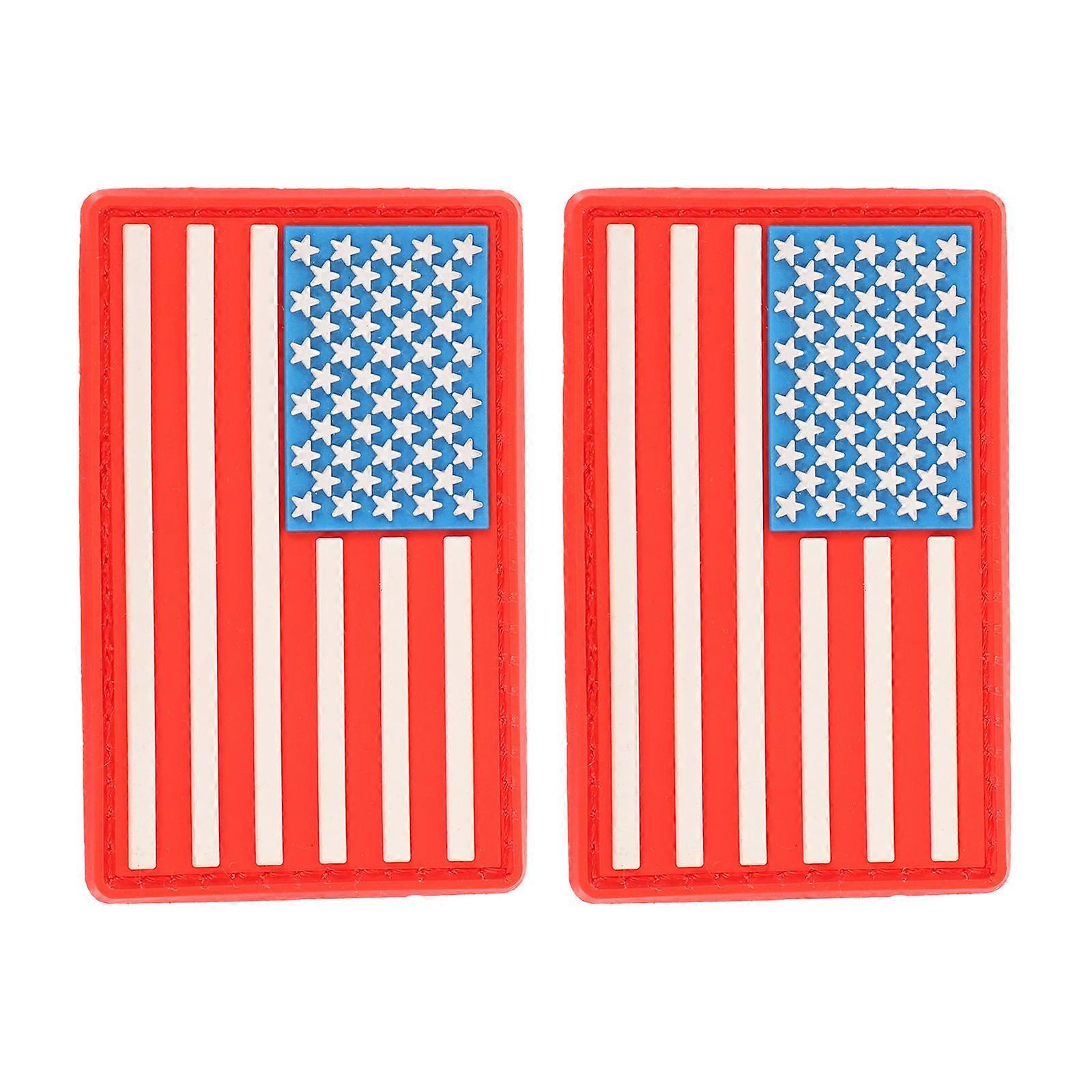 2Pcs American Flag Patch For DIY Projects In Red Color Perfect For Bag Decoration