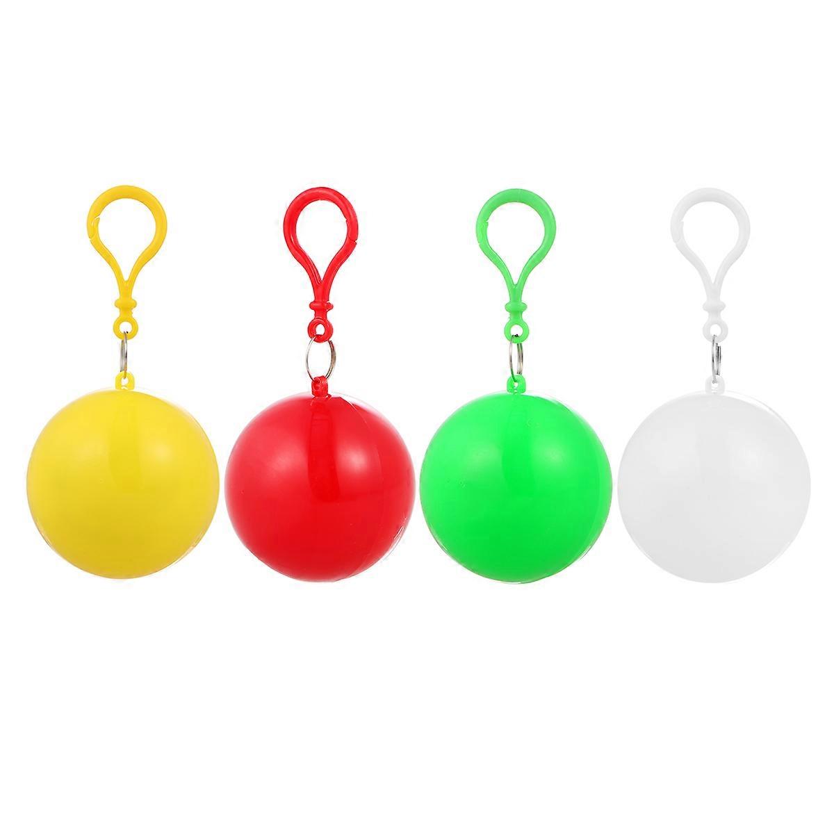 Lightweight Rain Poncho 4 Pcs Assorted Color Disposable Easy Carry Ball Raincoat Ideal For Kids Adults Emergency Use Outdoor Activities