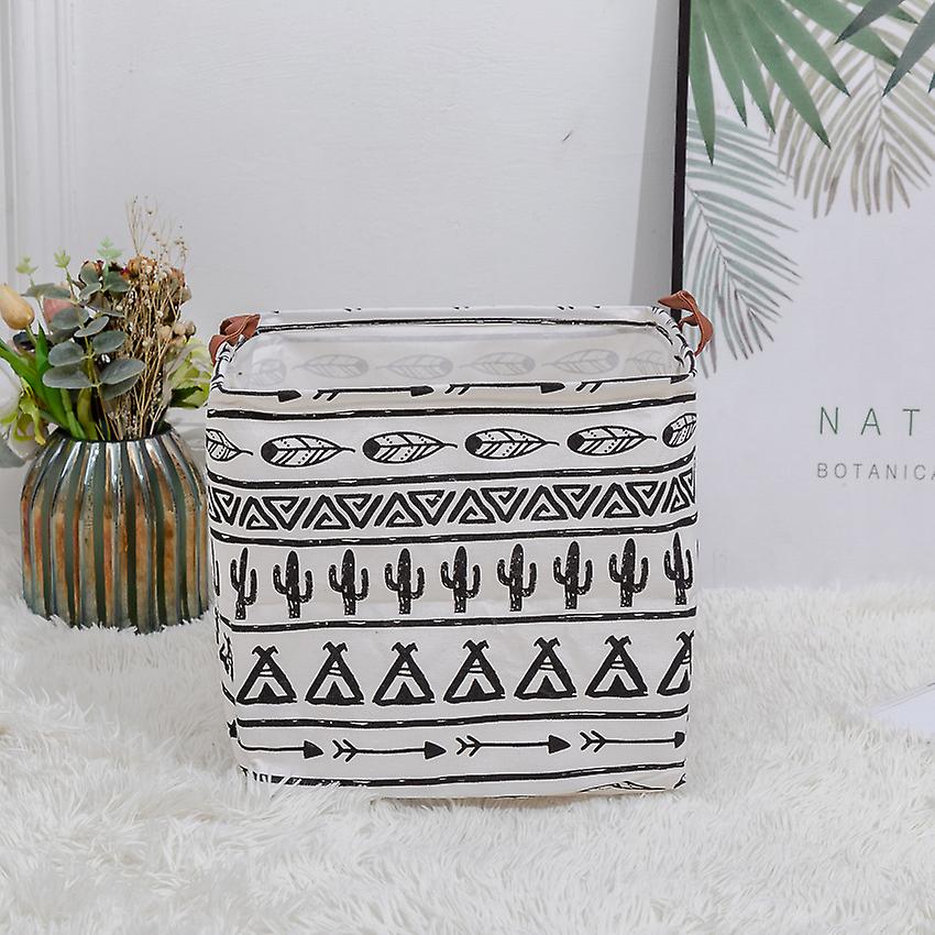 Small Square Foldable Storage Box With Linen Stitching Fabric Storage Basket, Storage Box With Cotton Rope Handles Storage Cube Storage Box(cactus