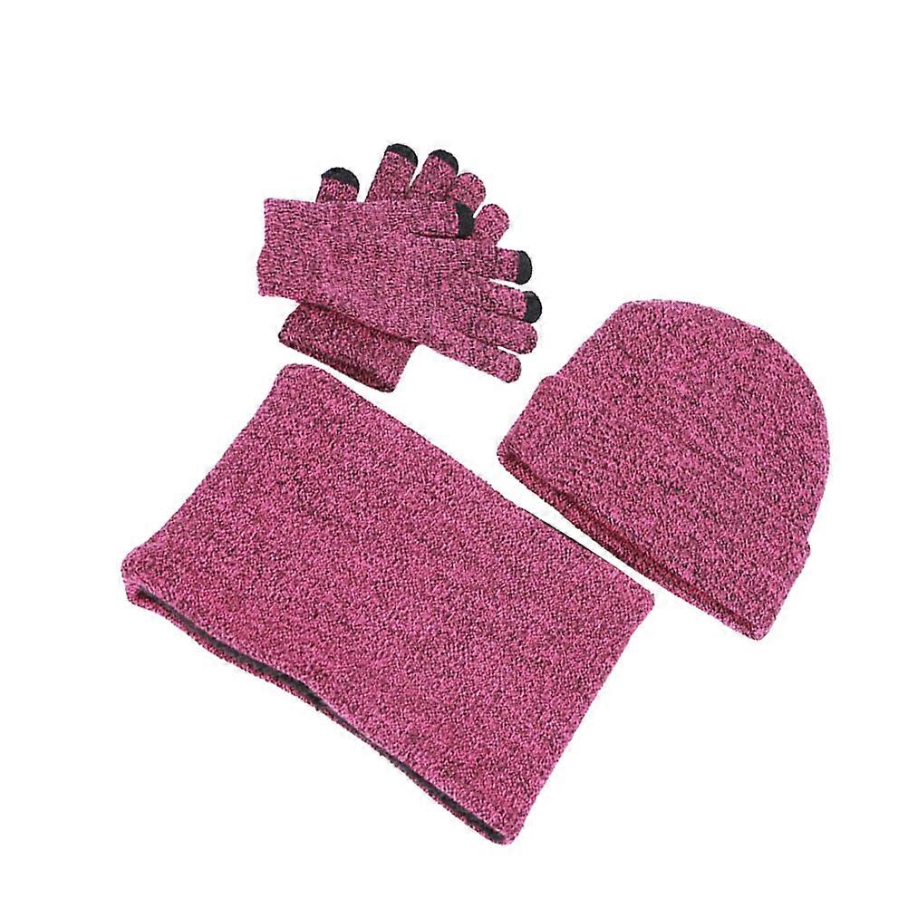 Violet Warm Winter Hat Scarf and Glove Set Made of Cotton Ideal for Outdoor Activities like Skiing Hiking 6.5 Inches