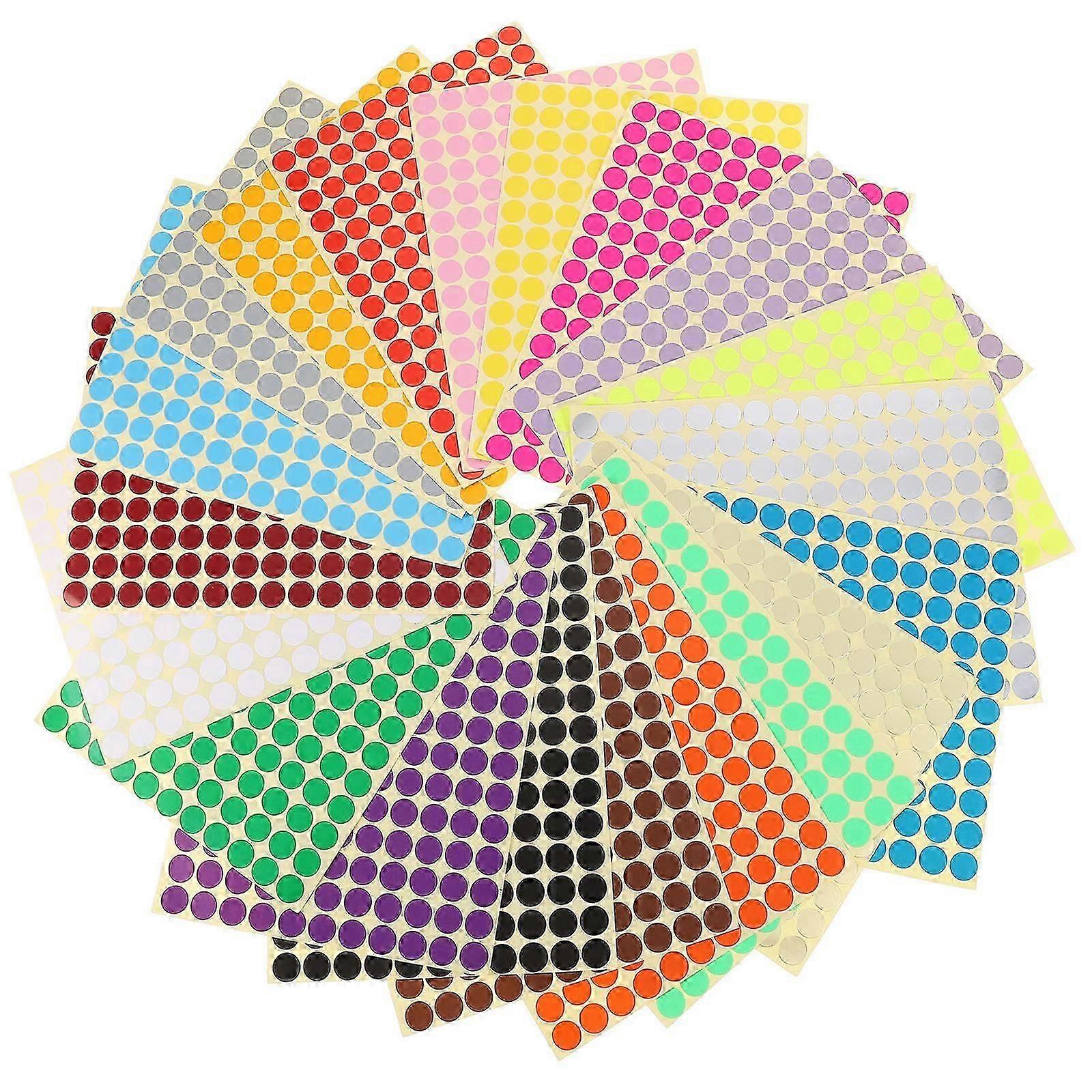 Colored Round Dot Stickers for Jars and Bottles Assorted Color 10mm 20Sheets