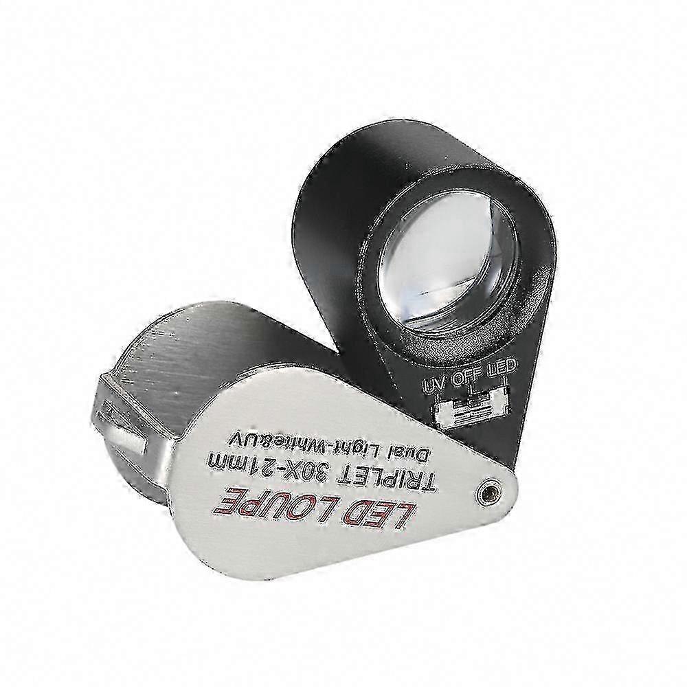 30X Mini Handheld LED Jeweler Loupe - 21mm 6x Magnifier with Triplet Lens, Portable & Multi-functional
