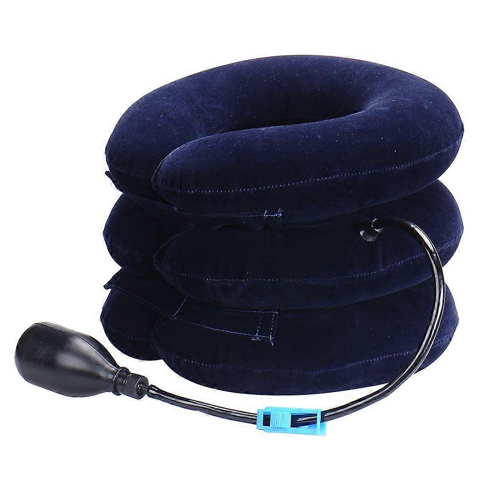 Cervical Traction  Cervical Neck Tractor  Inflatable and Adjustable Collar, Ideal for Spine Alignment and Chronic Relief from Neck Pain blue