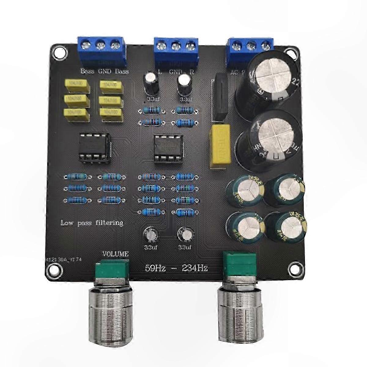 59Hz-234Hz Low-Pass Filter Super Bass Crossover Board AC9V-12V Dual NE5532 Crossover Point Continuously Adjustable