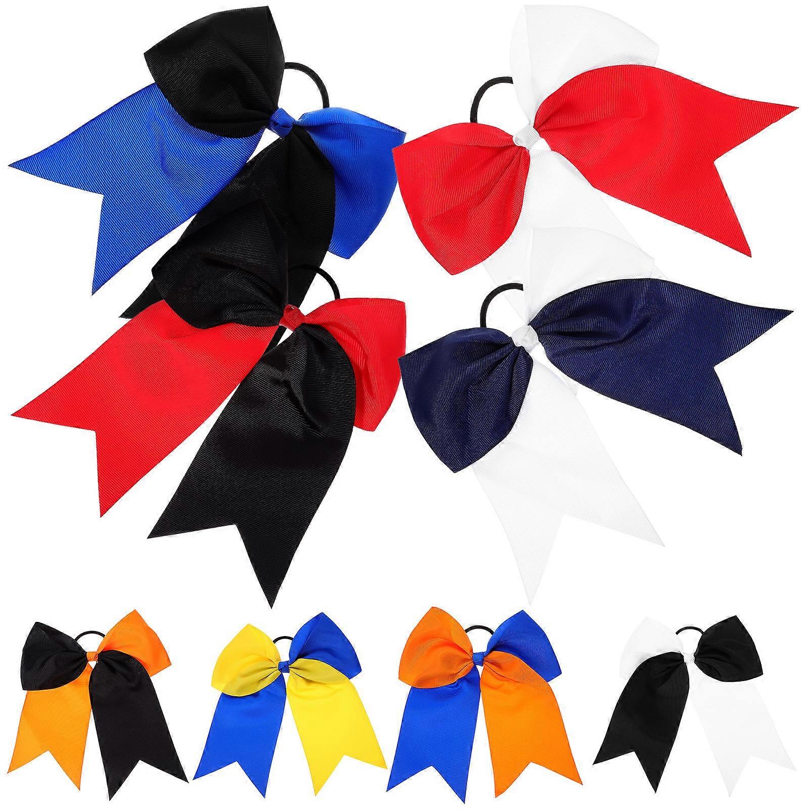 Decorative Hair Ties Large Bow Hair Ties for Daily Wear Assorted Color Polyester Easy to Remove 8Pcs