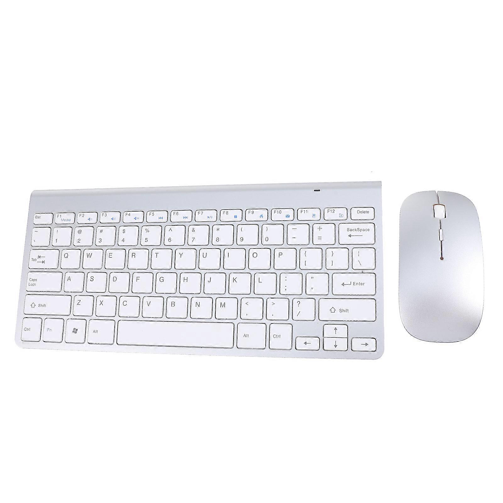 Wireless Keyboard and Mouse Combo for Home Use Ultra-Thin Silver Abs Material with Silent Click 1 Set