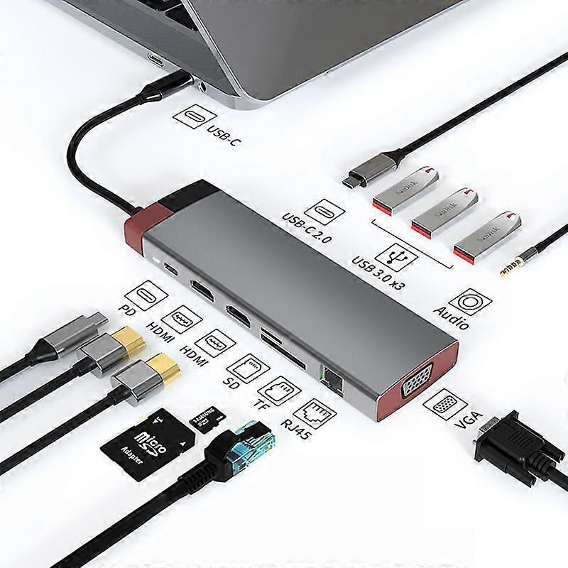 BS12A Metal Type-C Docking Station USB HUB