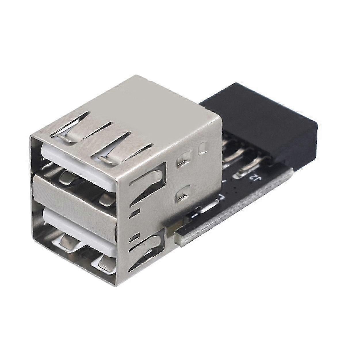 9Pin to 2 Port USB Adapter Connector PC Internal Motherboard 9Pin to USB2.0 Type A Female Converter for Desktop Computer