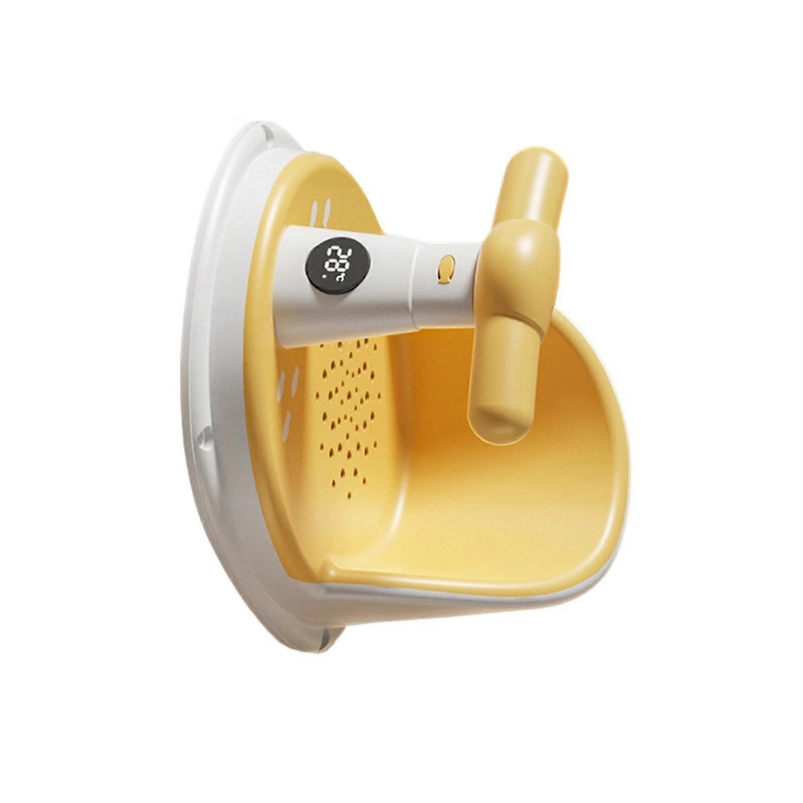 Baby Bath Support Chair Temperature Sensing Infants Toddler Shower Seat with Anti Tip Suction Base for Secure Bathing  Yellow