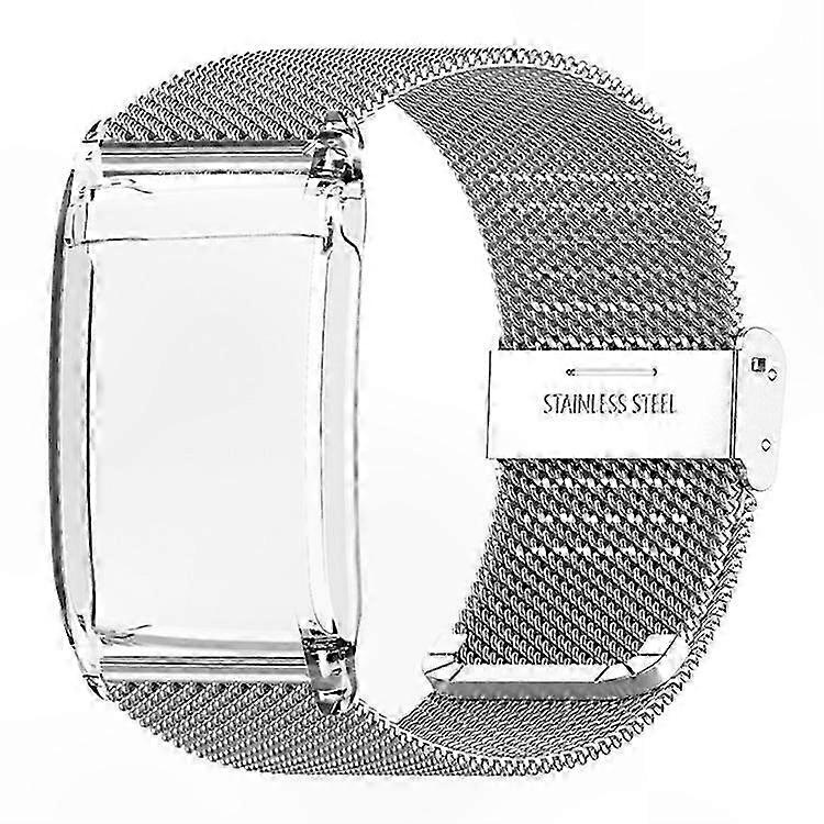Milanese Mesh Metal Strap with Clear Case Clasp for Fitness Tracker Bands Replacement