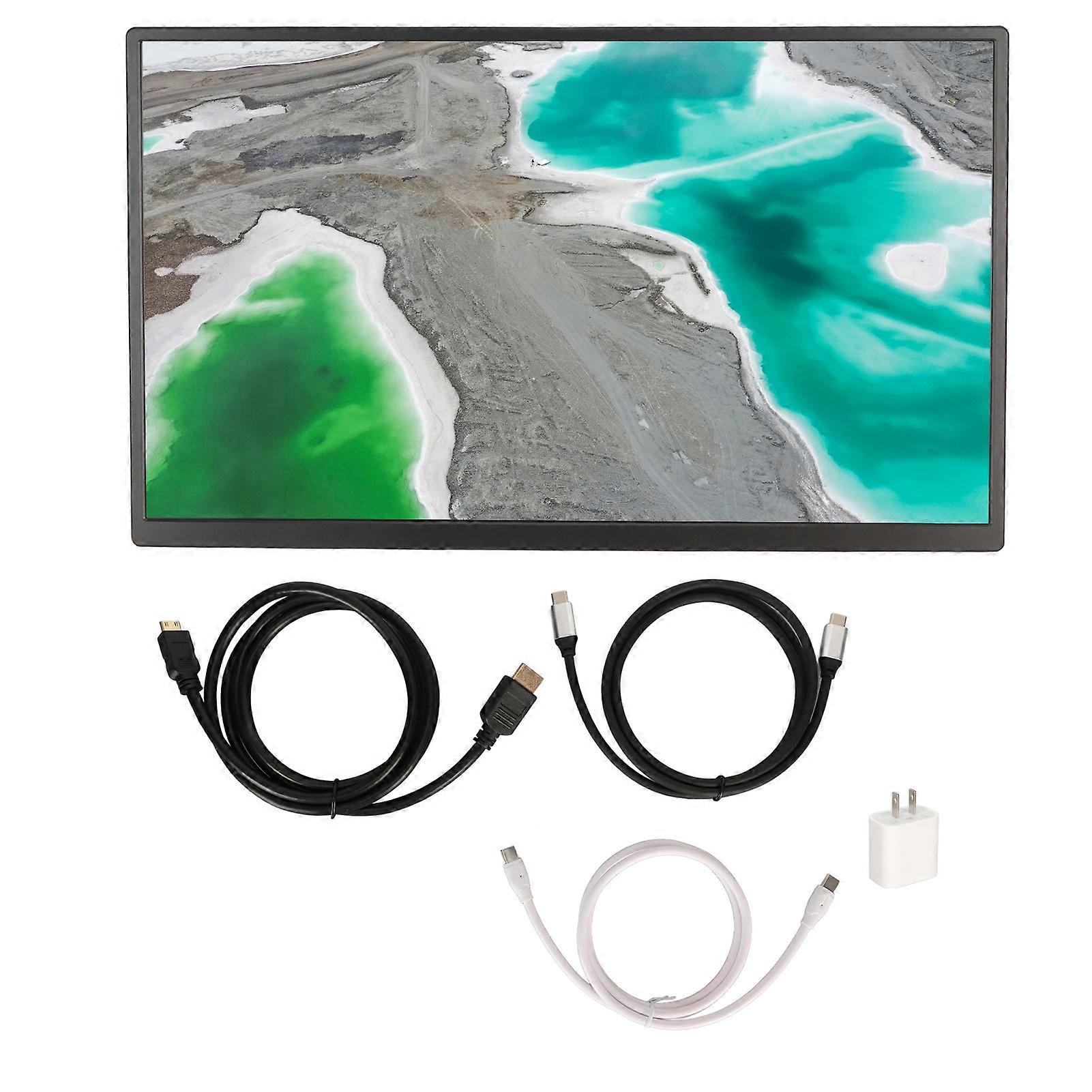 Portable Monitor 18.5in 1080P 120Hz Dual Type C HD Multimedia Interface 3.5mm Port External Display for PS5 PC 100‑240V