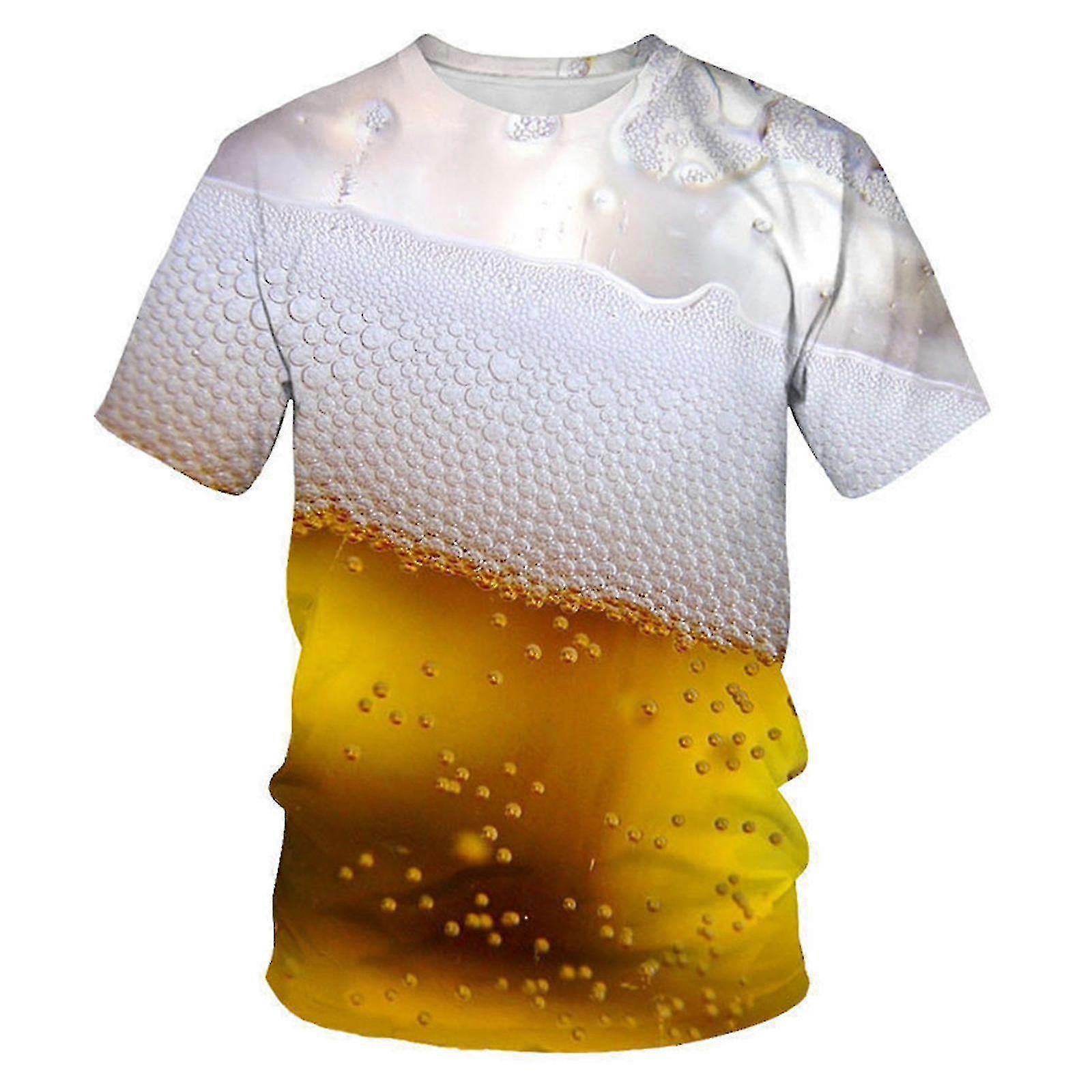 Erkek Mizahi Bira Tasarım T-Shirtleri - Erkekler ve Erkekler için Rahat 3D Baskılı Tişörtler