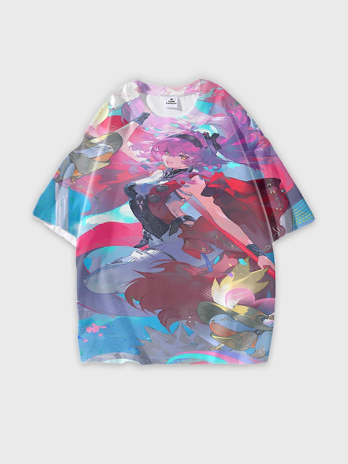 T-Shirt Short Sleeve Round Neck, Summer Casual Loose Graphic Tee, Unisex Pattern U2686