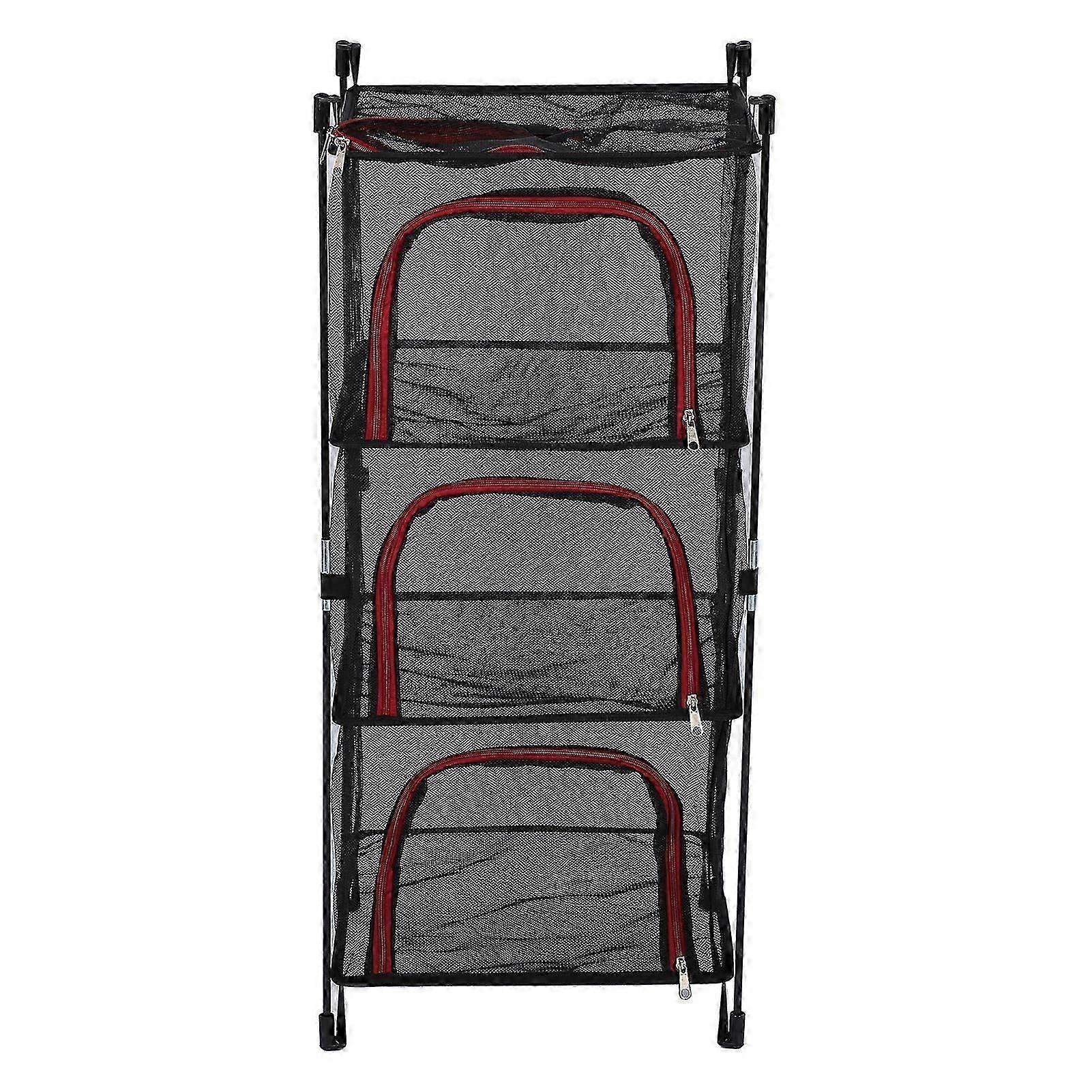 Hanging Drying Net Foldable 3 Layer Portable Multifunction Mesh Drying Rack for Fish Vegetable Tableware