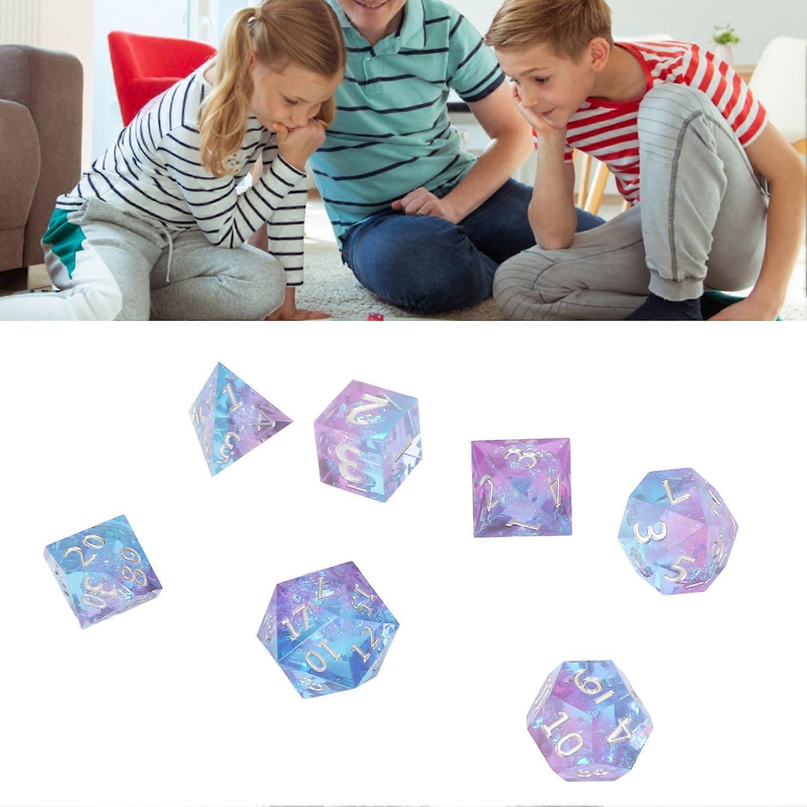 7stk epoxyharpiks nummererede terninger sæt med skarpe kanter til desktop spil