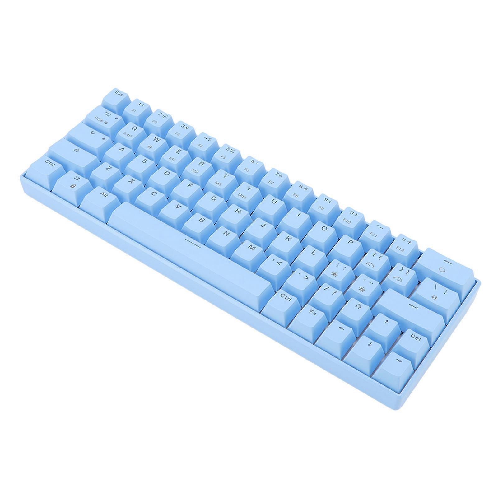 Blue 64-Key Wireless Mechanical Keyboard RGB Bluetooth 5.0 Type-C