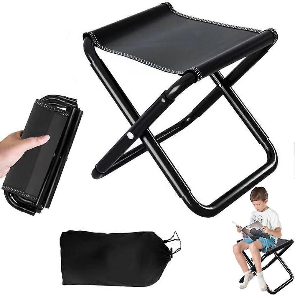 Camping Stool Portable Folding Stool Mini Folding Stool Lightweight Seat For Travel Hiking Beach With Storage Bag Black
