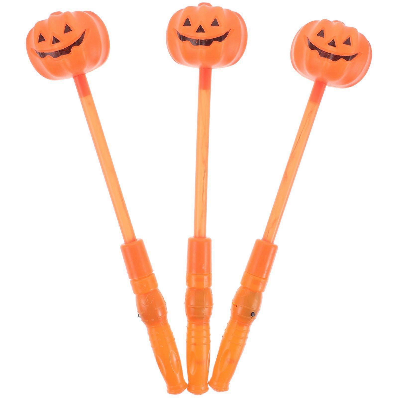 3pcs Halloween Luminance Light Stick LED Glow Stick Pumpkin Ghost Light Toy (Random Style)