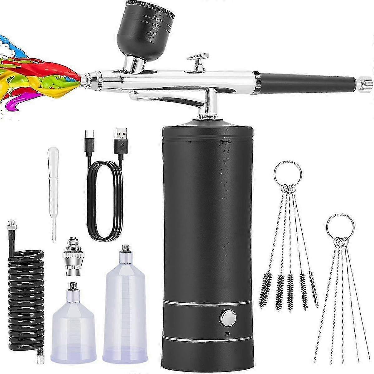 Cordless Rechargeable Airbrush Kit for Model Painting with Compressor Set