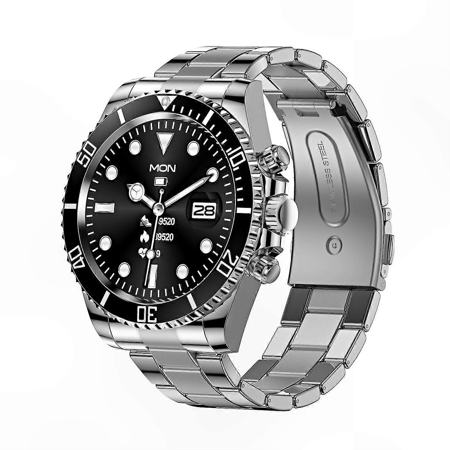 Stainless Steel Smartwatch with 1.28" IPS Touch Screen Bluetooth Call Nightlight Rotating Bezel Chronograph Functionality