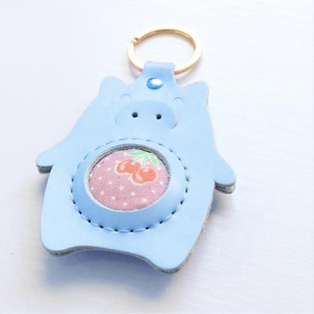 Split Leather Pig Pattern Key Chain DIY Craft Gift 11.3x6.8cm