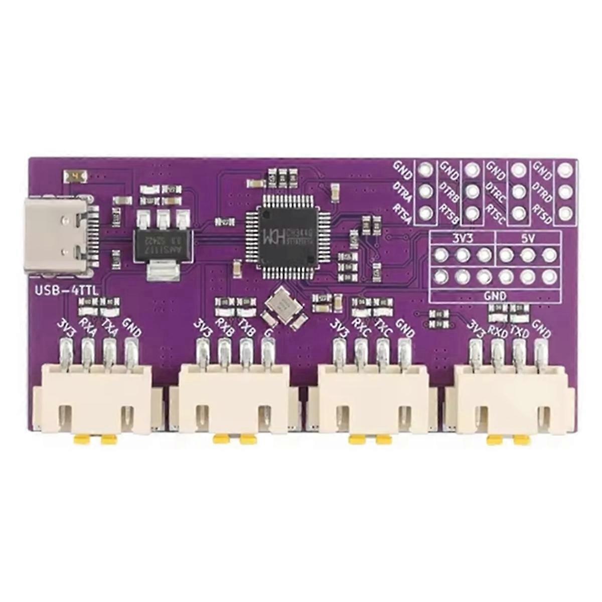 USB to 4 TTL Serial Port USB Type-C Interface 6Mbps High-Speed CH344 Chip Communication Conversion Module