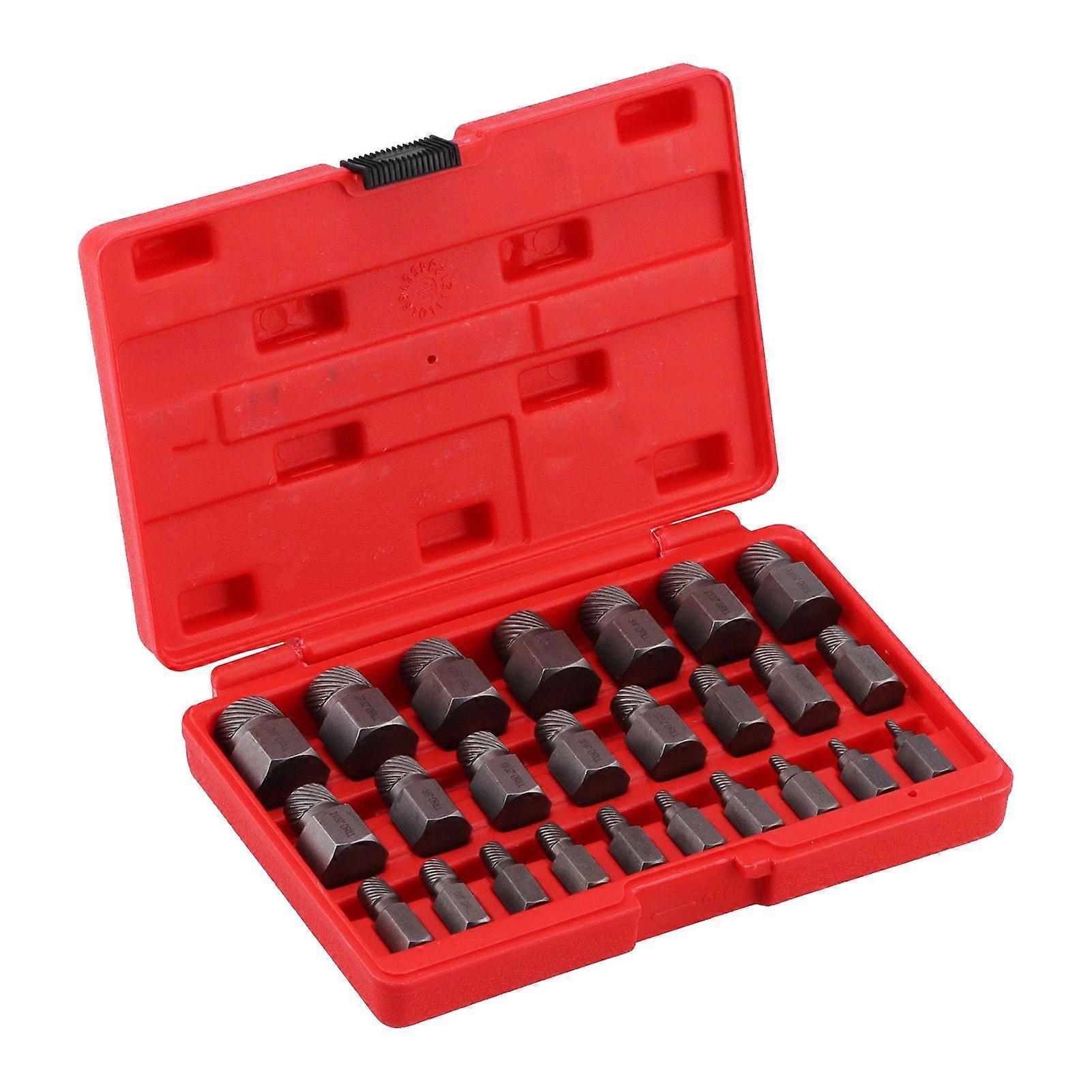 25Pcs Screw Extractor Metal Remover Set Metric Remove Tool Kit for Bolt Stud Pin