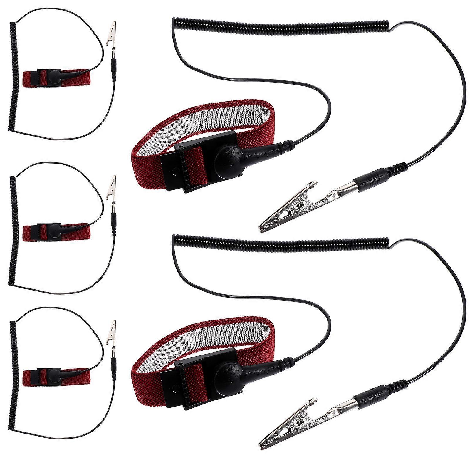 Anti Static Wristband Technicians Workers Nylon Rubber Adjustable 5Pcs