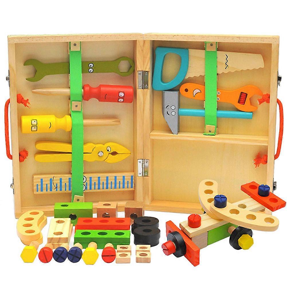 Simulation Repair Tool for Kids Wooden Toy for Playtime Assorted Color Color Recognition 1Set