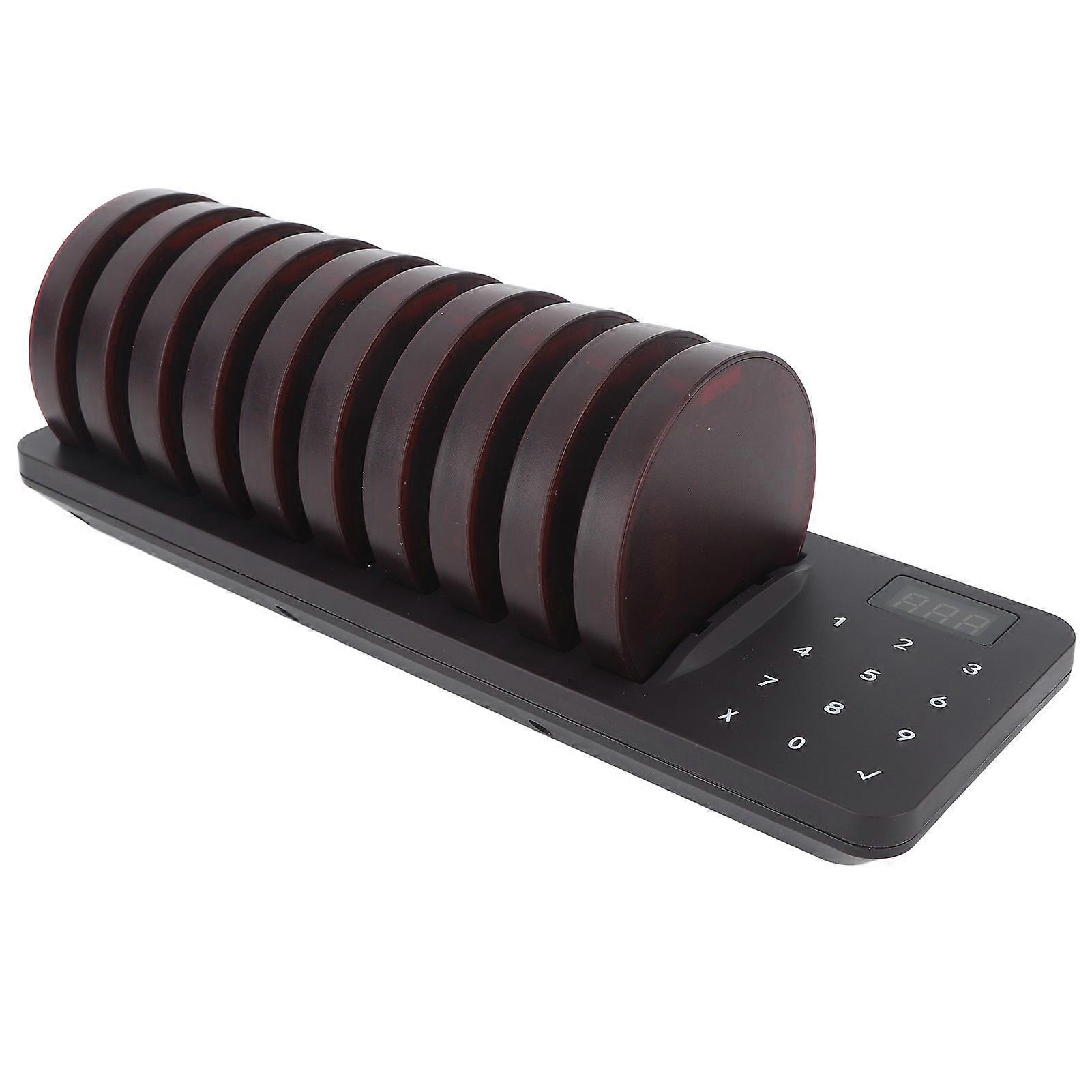 10-Unit Waterproof Customer Pager System 100-240V, 3.14x2.95in EU Plug