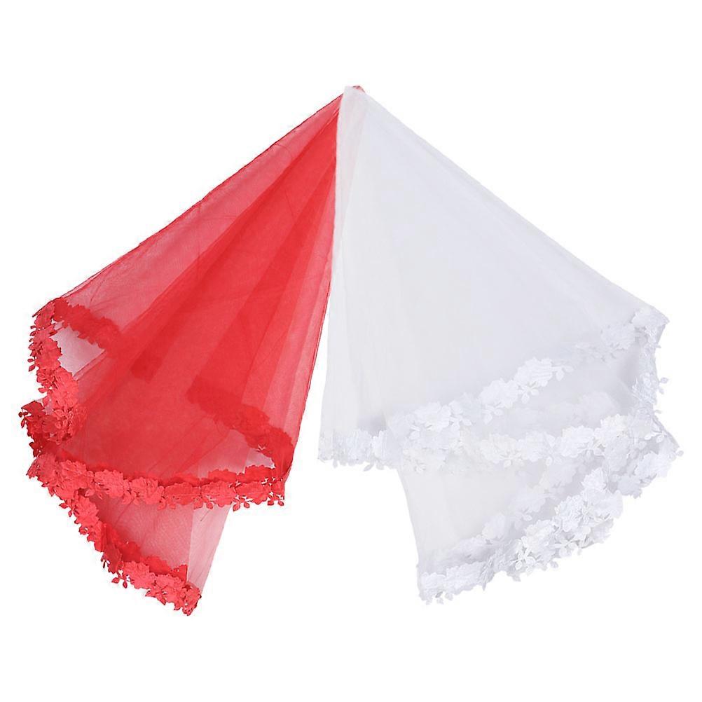 Veil Headdress Elegant Style Red Color For Photoshoots 2Pack