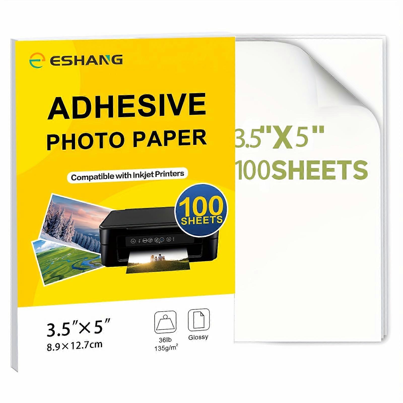 100Sheets Glossy Self Adhesive Photo Paper, 3R (3.5x5") Sticker Label Paper Crafts DIY Project, Sticky Photo Paper For Inkjet Printer 135G