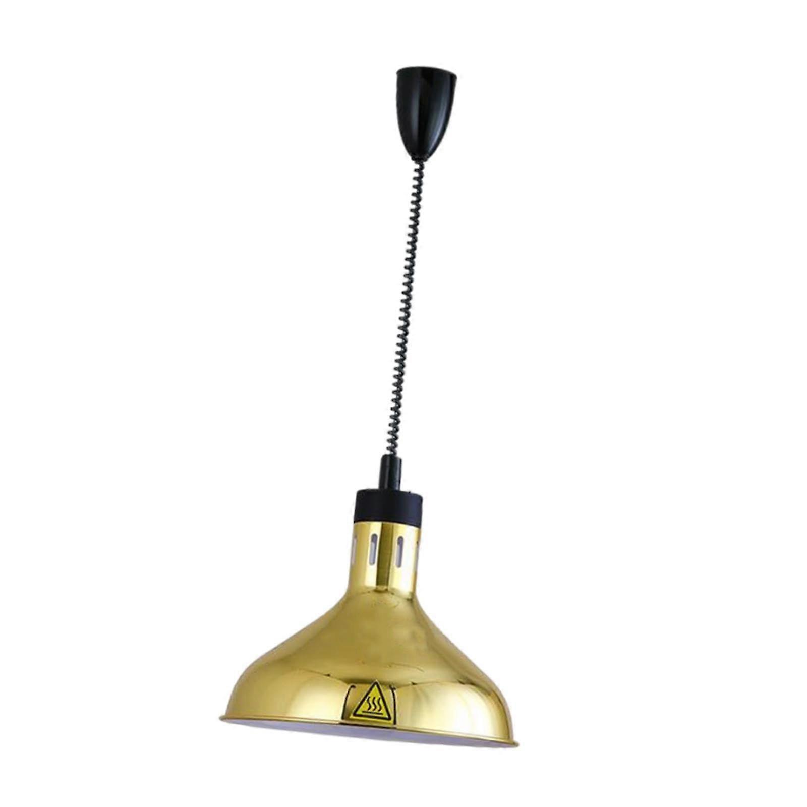 Buffet Heating Lamp with Hanging Retractable Design, 275W Bulb Not Included, Gold Finish for Hot Food Service