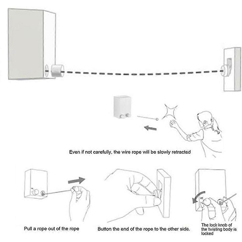 Retractable Clothesline Hanging Clothes Line 2Pcs for Bathroom and Balcony
