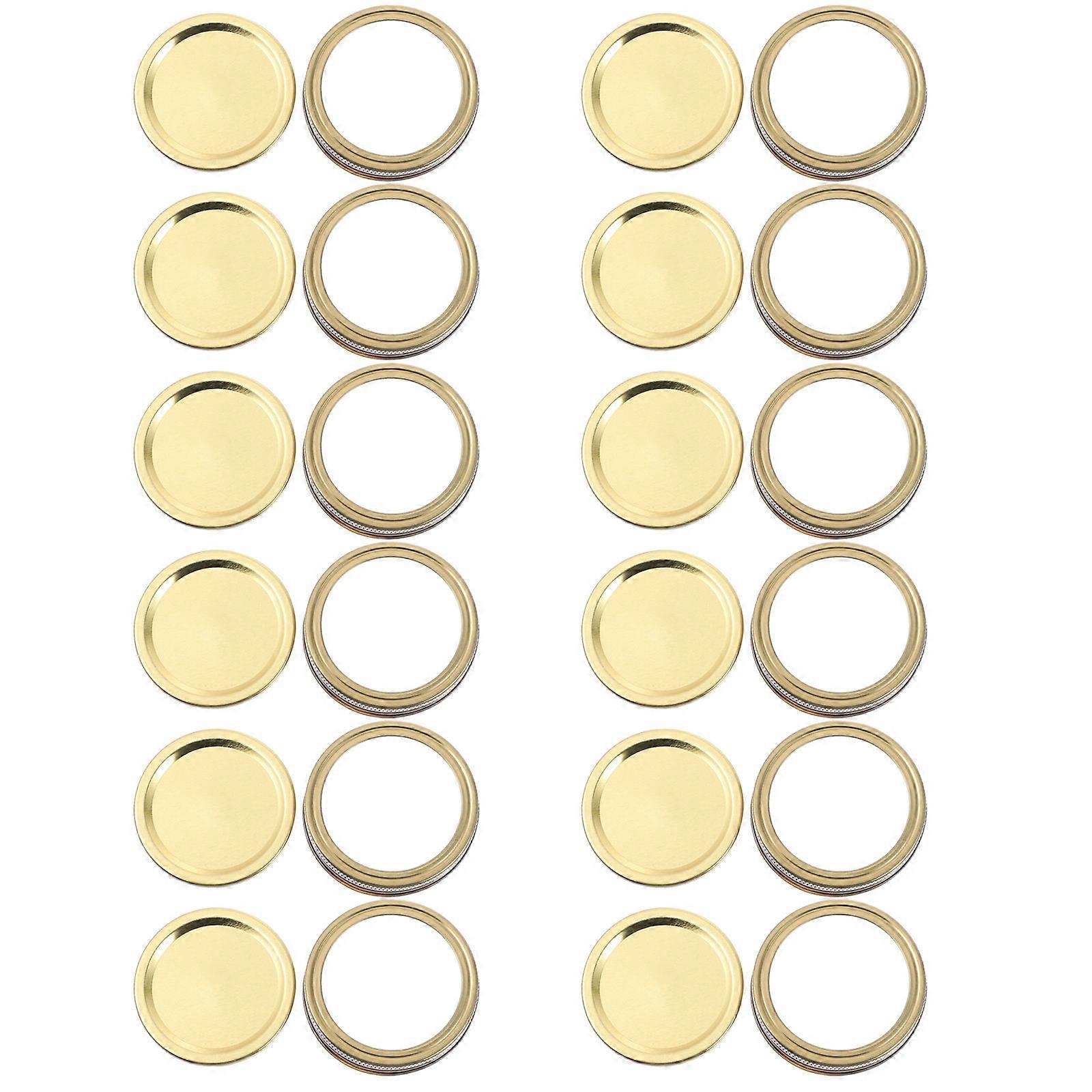 24Sets Canning Jar Bands for Preservation Golden Tinplate Canning Lids