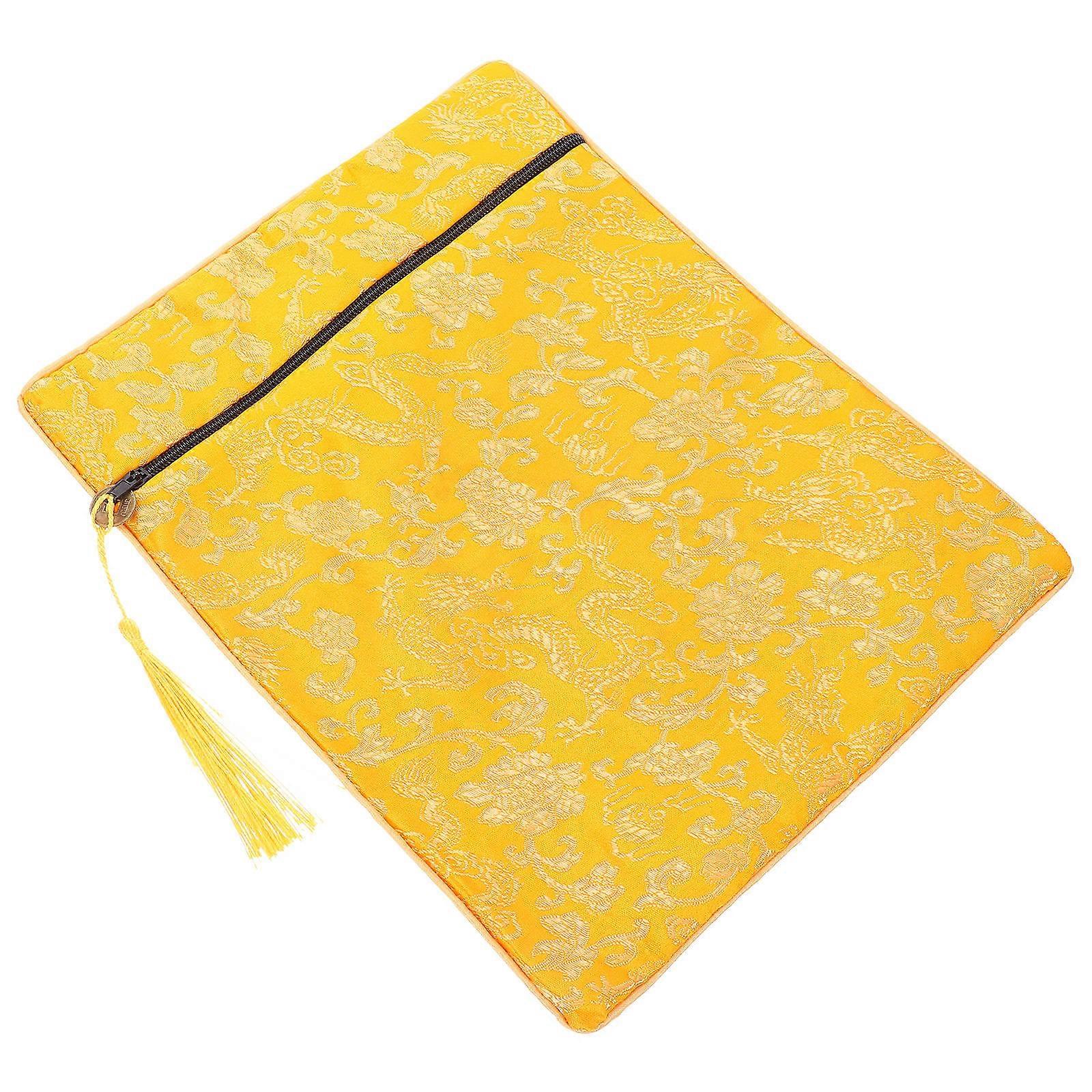 Buddhist Book Wrap Yellow Silk Cover for Bible 2Pcs Scripture Organizer