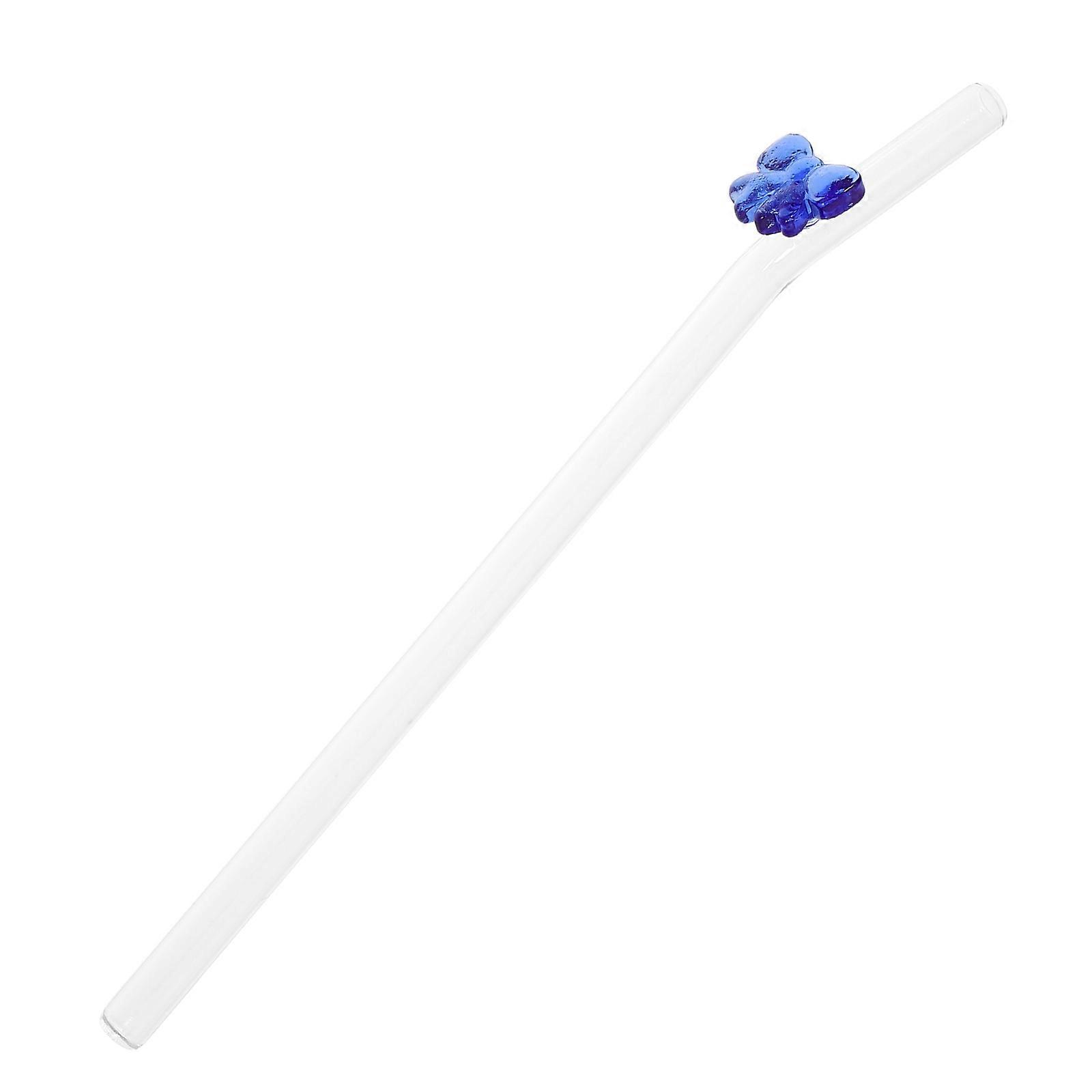 Bowknot Glass Straw Drinking Straw 1Pack Blue Glass Material Smooth Surface