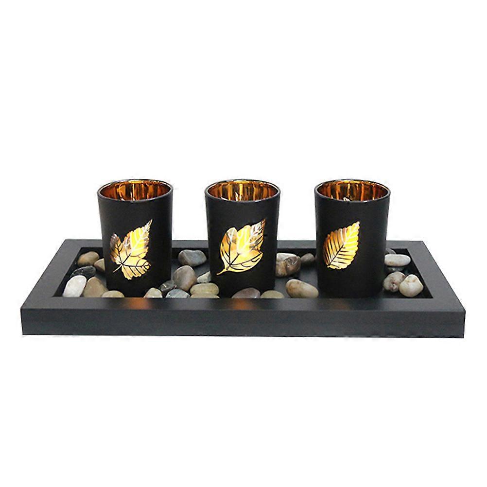 Glass Candle Holder Maple Leaf Pattern for Cafe Decor 2Sets Candle Cup