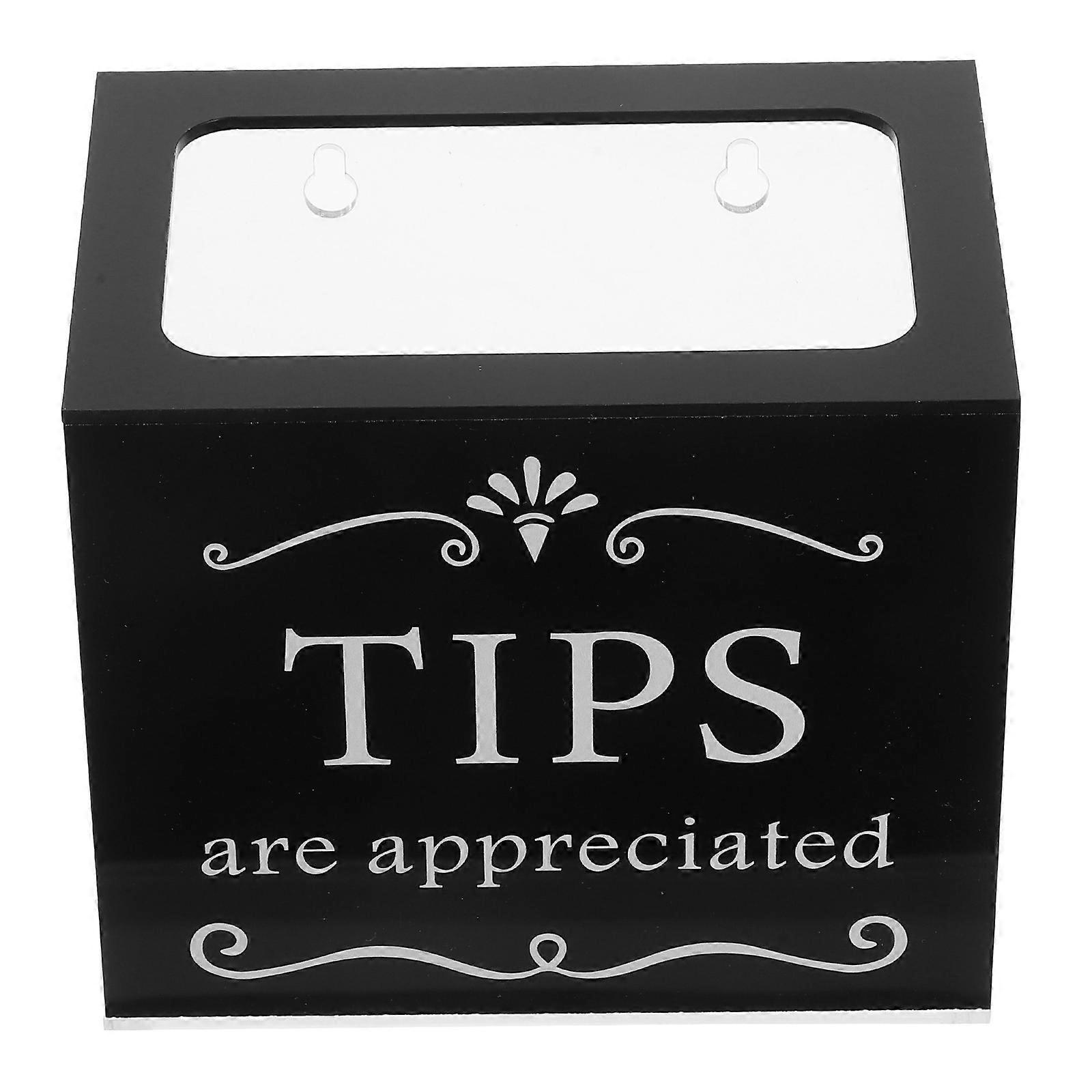 Plastic Tip Jar Acrylic Money Collection Box for Donation 3Pcs Black Rectangular