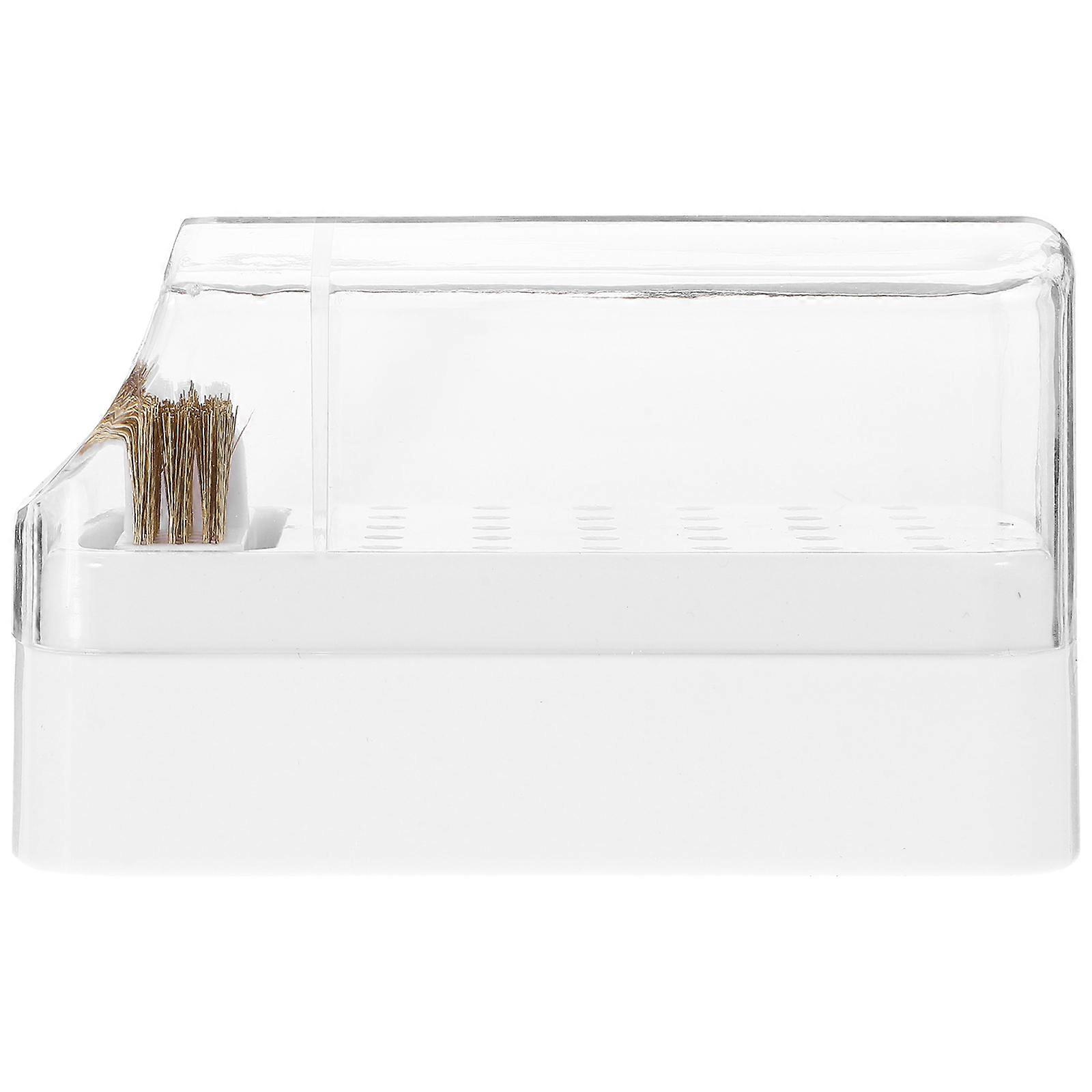Manicure Tool Display Box for Nail Drill Bits Storage 2Pcs White Plastic