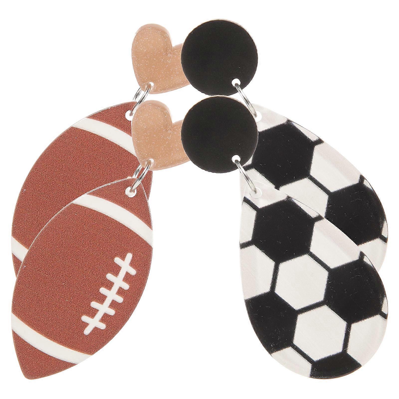 Football Drop Dangle Earrings For Women Perfect For Independence Day Party Assorted Color Creative Design 2 Pairs