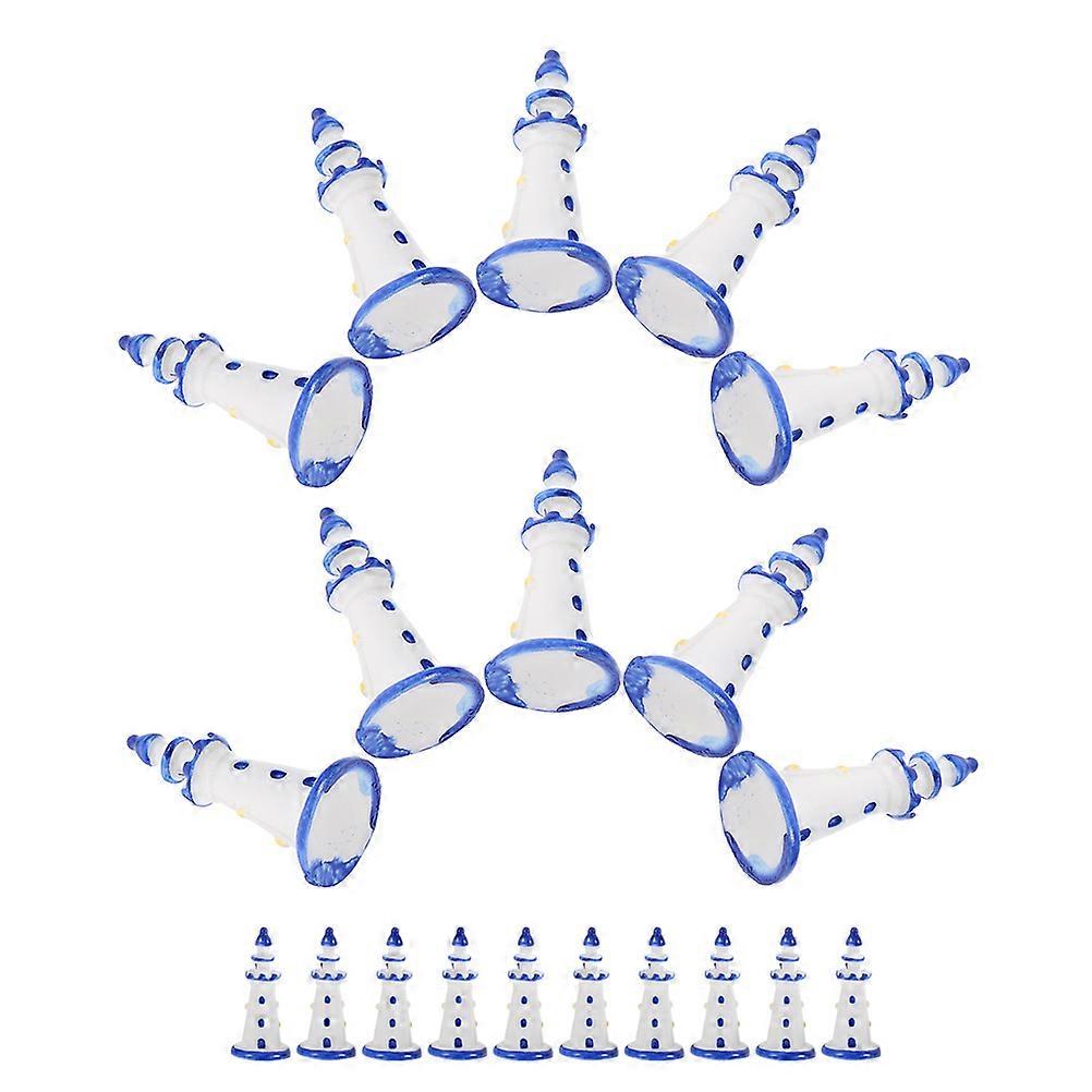 Mediterranean Style Lighthouse Resin Lighthouse for Bonsai Decor 60Pcs