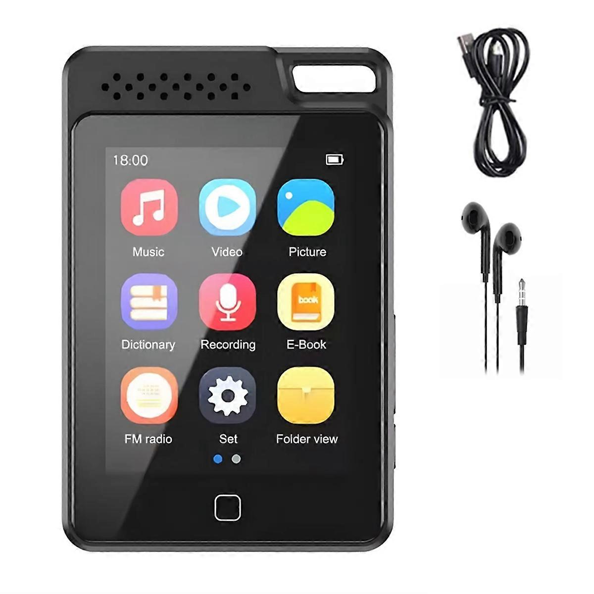 Metall Bluetooth 5.0 MP3 Musik-Player Eingebauter Lautsprecher MP4-Player 2,4-Zoll-Full-Touch-TFT-Farbbildschirm-Radio HIFI