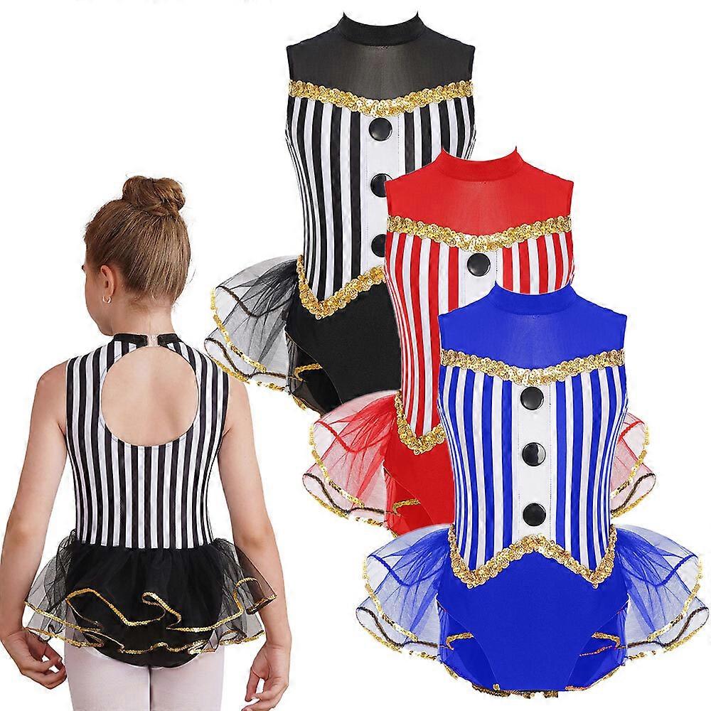 Girl's Sequins Stripe Jazz Dance Tutu Skirt Leotard Circus Ringmaster Halloween